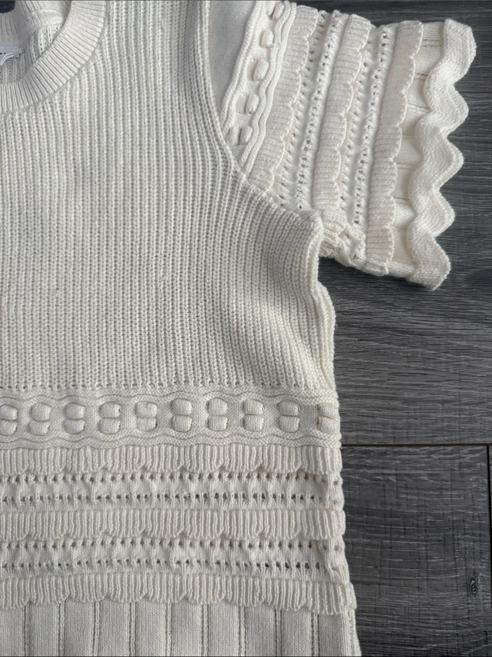 GAP Cream Knit Short-Sleeve Textured Top